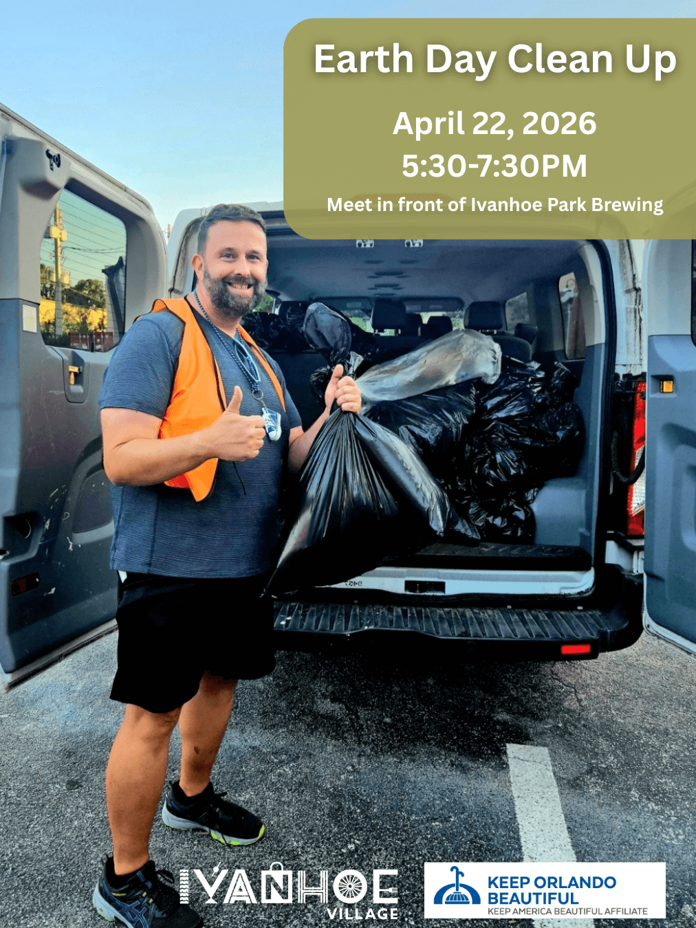 Ivanhoe Village Earth Day clean up with Keep Orlando Beautiful on April 22, 2026